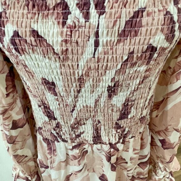 HOUSE OF HARLOW 1960 MAXI DRESS BY REVOLVE PALM TREE LEAVES MOCCA/TAN Sz M CHIC - Picture 6 of 15